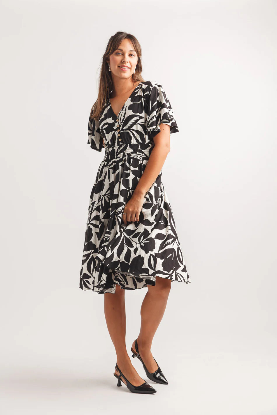 Floral Short Sleeve Henley Dress