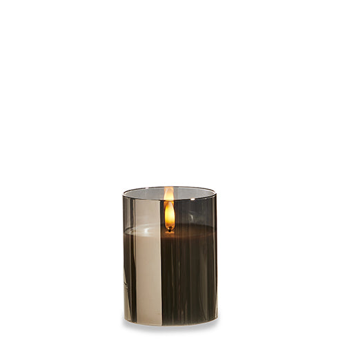 Smoke Glass Pillar Candle