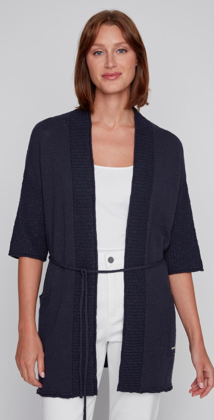 Navy Knit Long Sleeve Cardigan