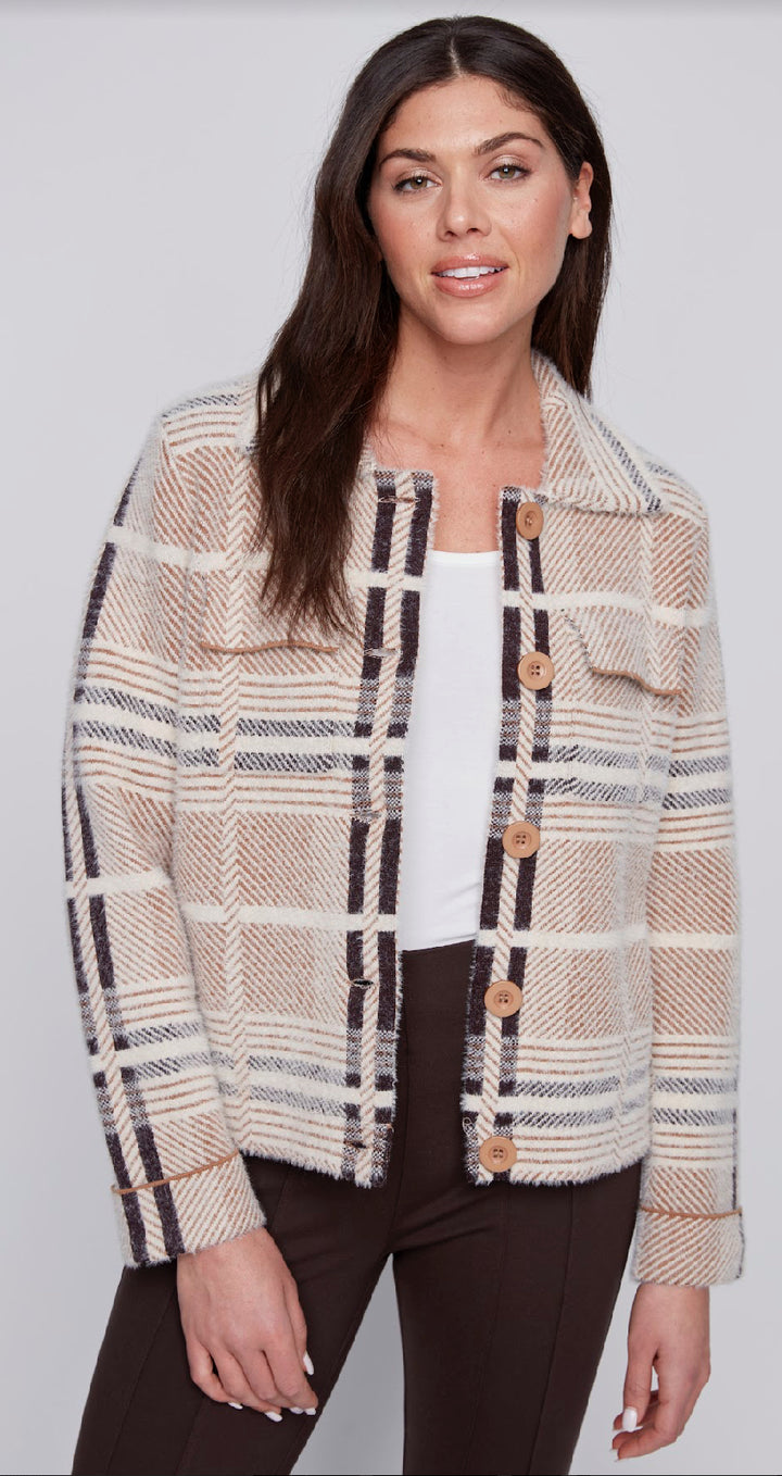 Plaid Short Button Front Jacket