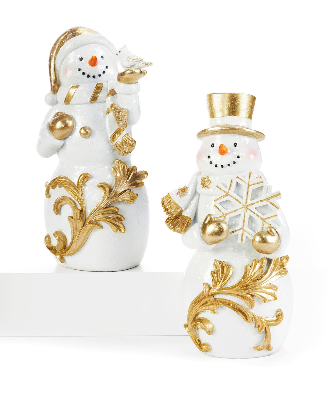 Gold & White Snowman Figurine