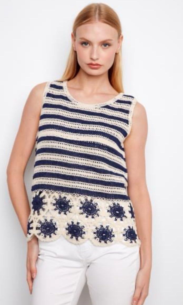 Contrast Sleeveless Crochet Top