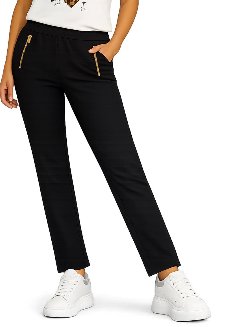 Full Length Pant W/Gold Zipper Detail