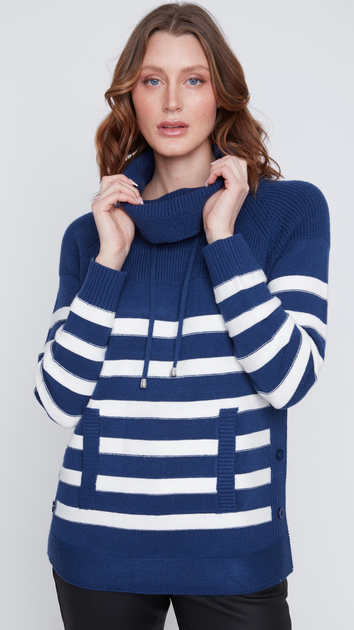 Striped Turtle Neck Top