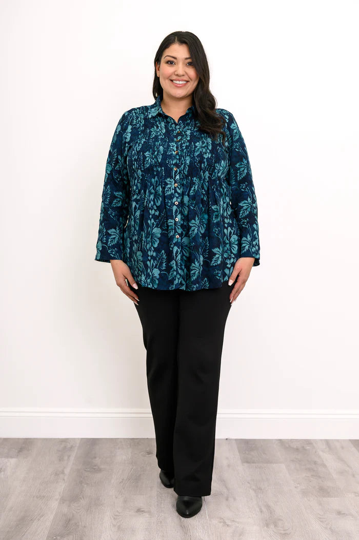 Cindy L/S Emerald Mirage Blouse