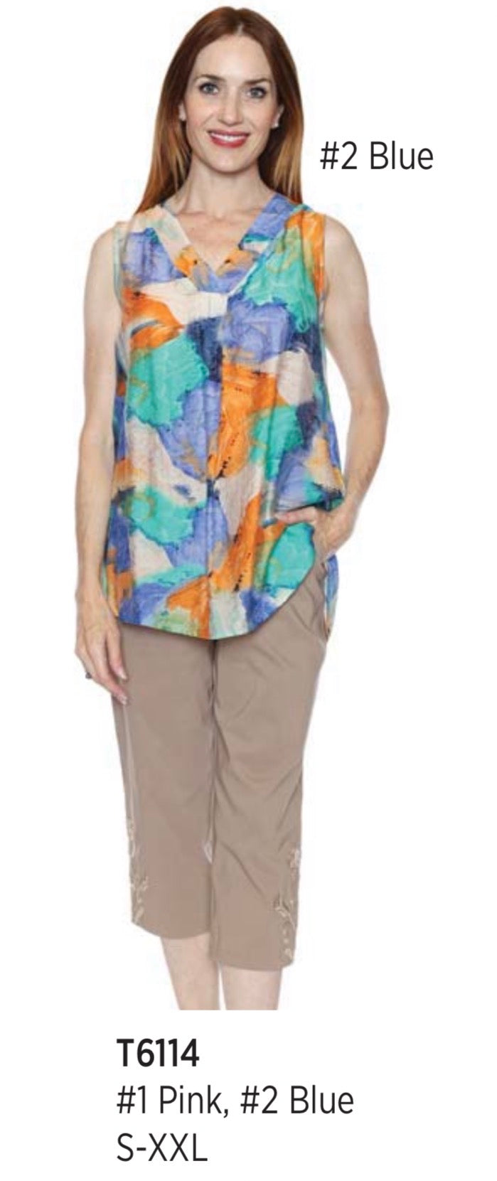 Sleeveless VNeck Patterned Blouse