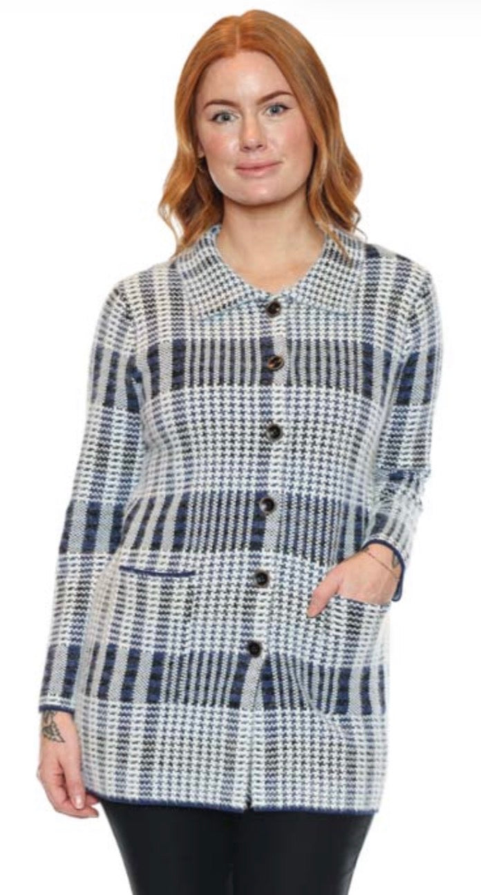 Houndstooth Button Up Cardigan