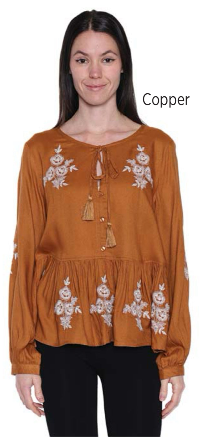 Copper Embroidered Blouse