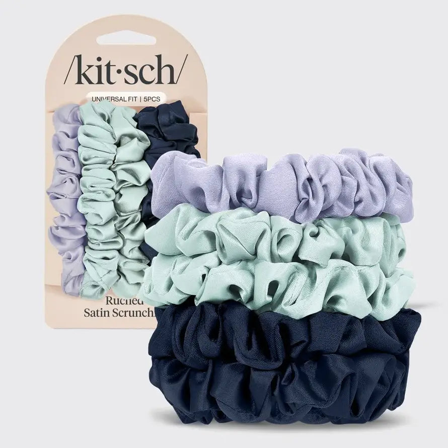 Kitsch 5pc Ruched Satin Scrunchies