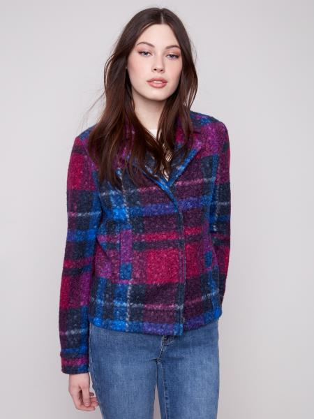 Plaid Boucle Knit Short Coat