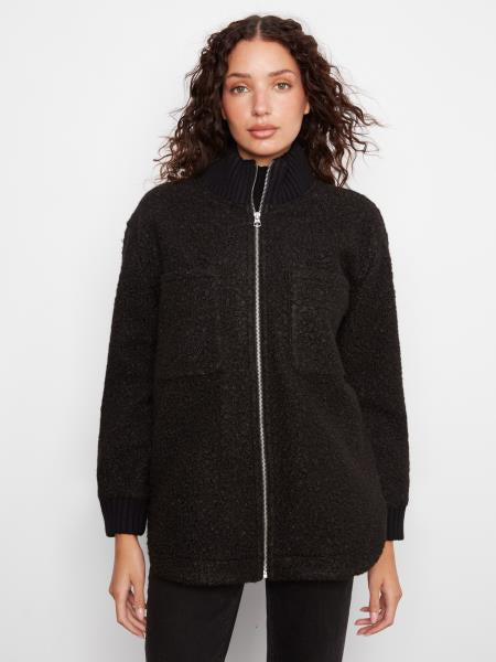 Zipper Front Boucle Jacket