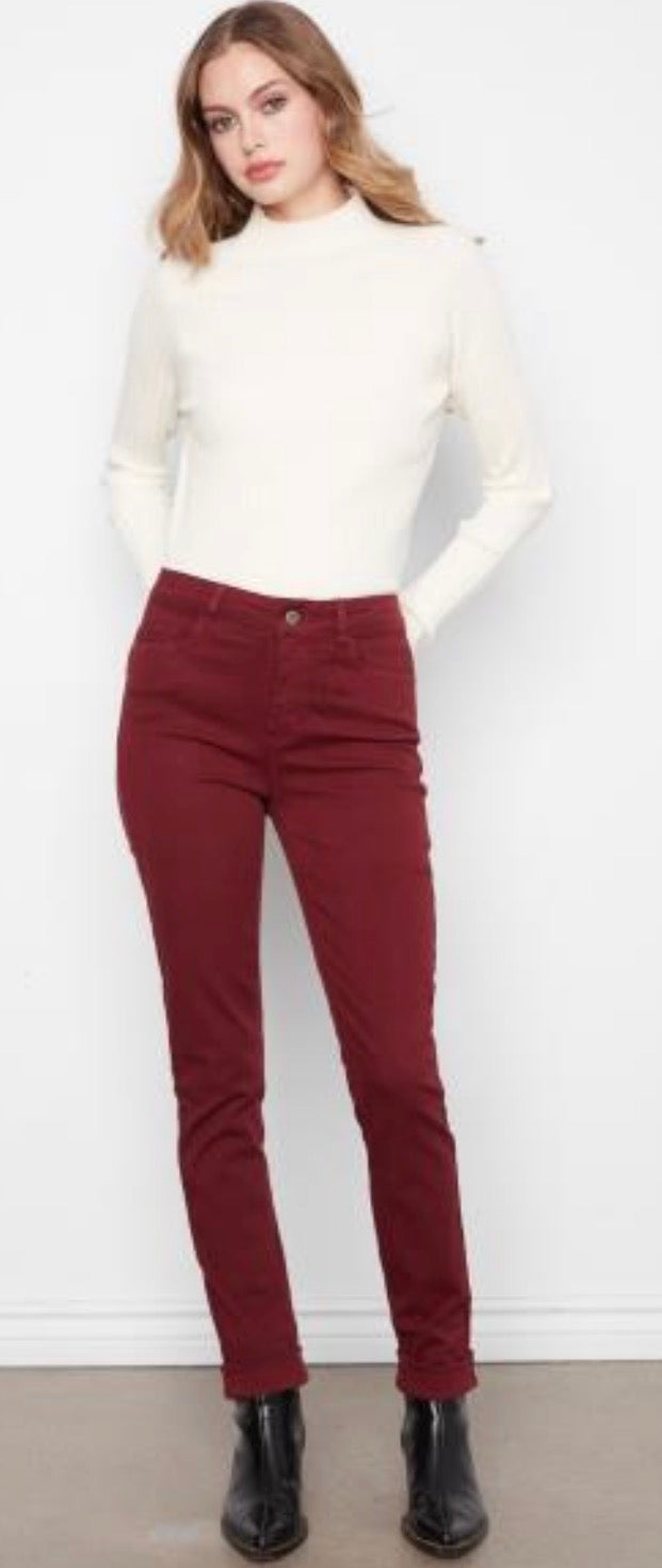 Cuffed Hem Twill Jeans