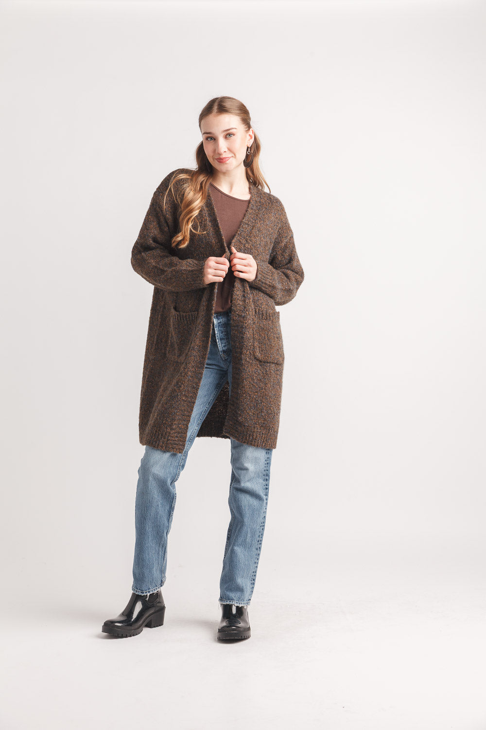 Marl Open Cardigan W/Pockets