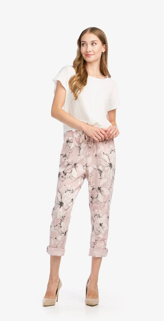 Painted Floral Stretch Pant
