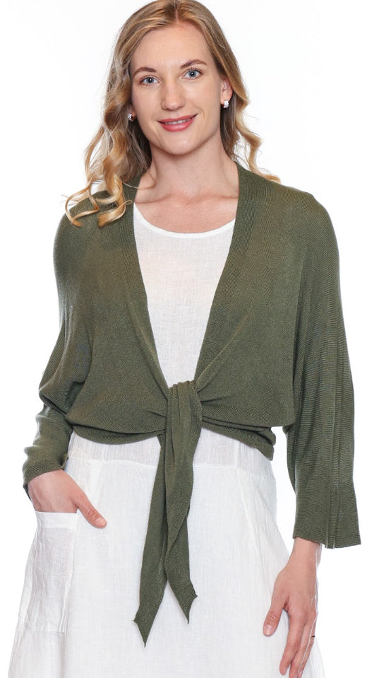 Cropped Front Tie Cardigan