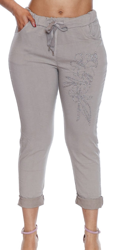 Pull On Drawstring Pant W/Beading Detail
