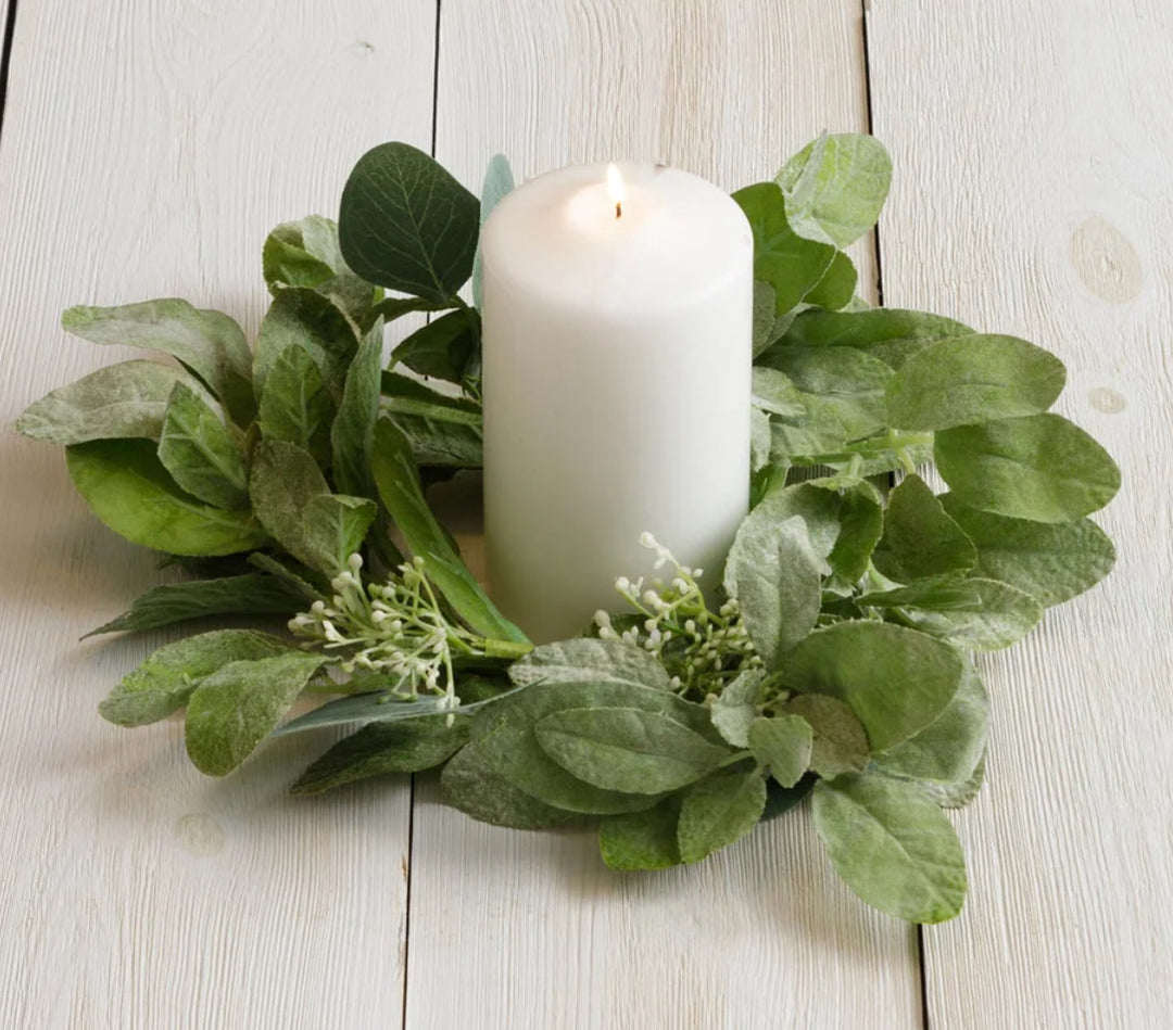 Seeded Silver Dollar Eucalyptus Candle Ring