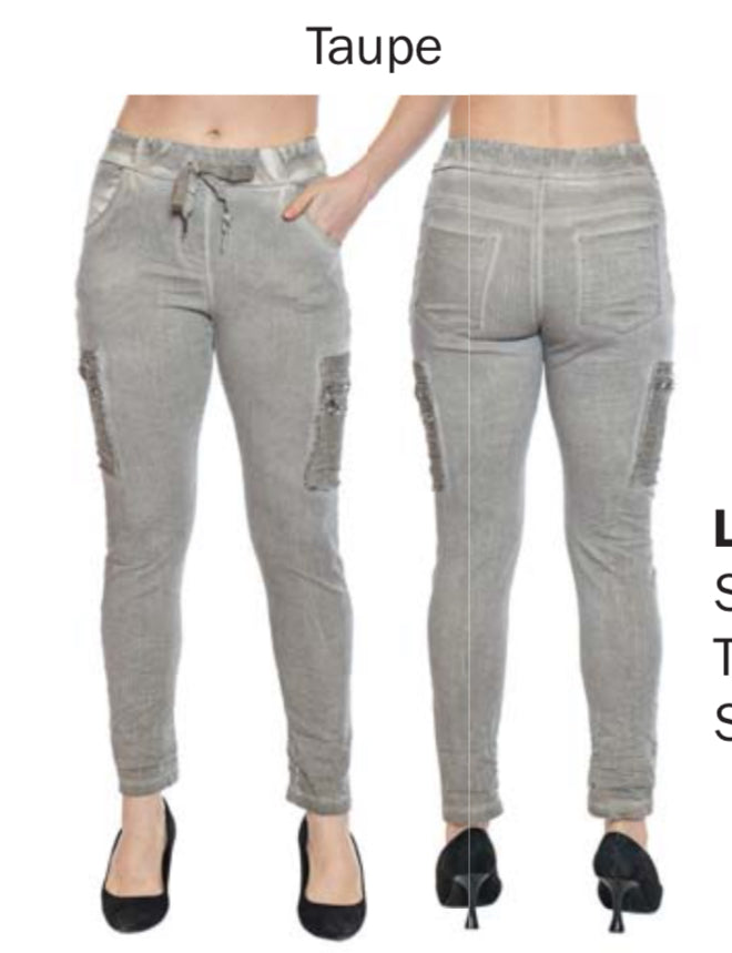 Taupe Skinny Fit Drawstring Pant