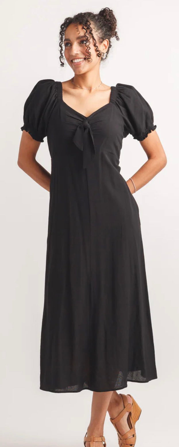 V Neck Midi Dress W/Pockets