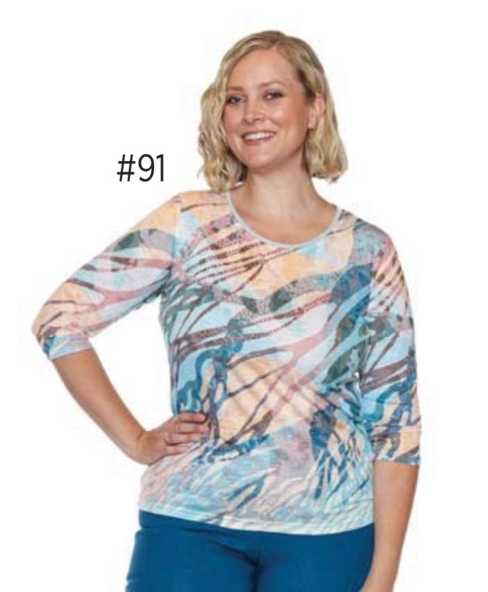 3/4 Sleeve Patterned Top