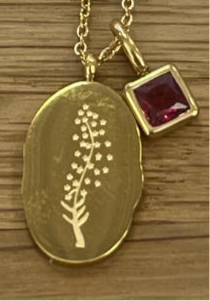 Gold Birth Flower Necklace W/Charm
