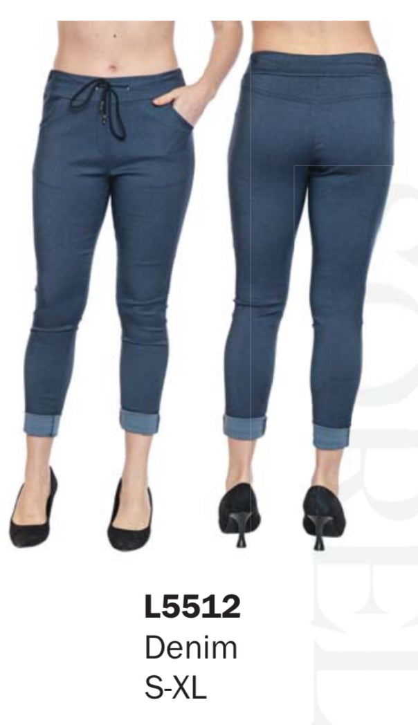 Denim Color Drawstring Capri Pant