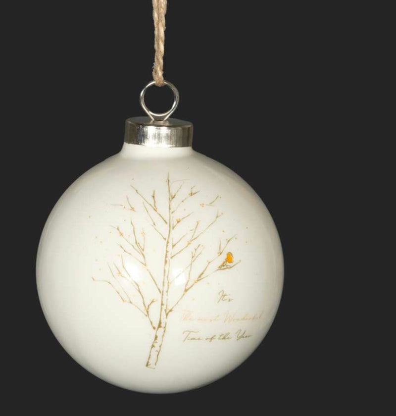 White Ceramic Ball Ornament
