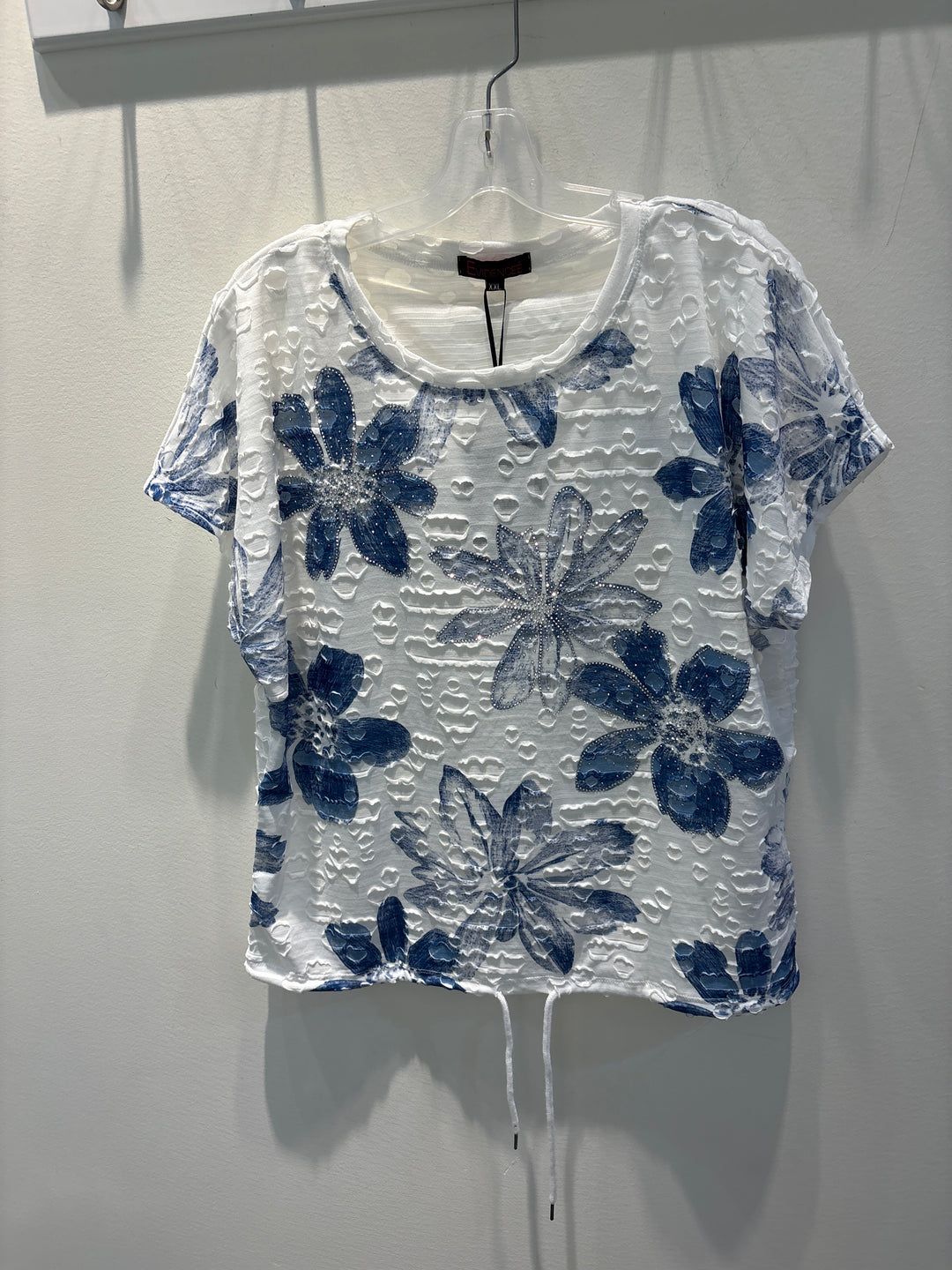 Blue Floral T-shirt W/Tie