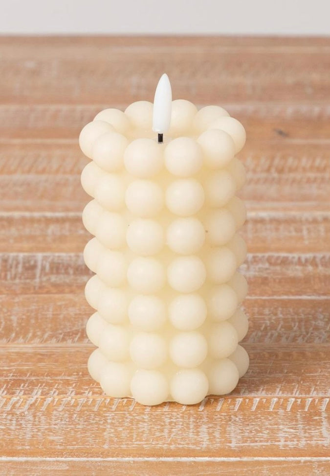 6x3” LED Cream Bubble Candle