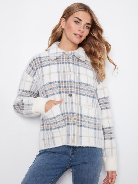 Eyelash Yarn Short Jacket W/Snap Buttons