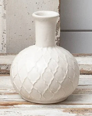 Textured Cream Bud Vase