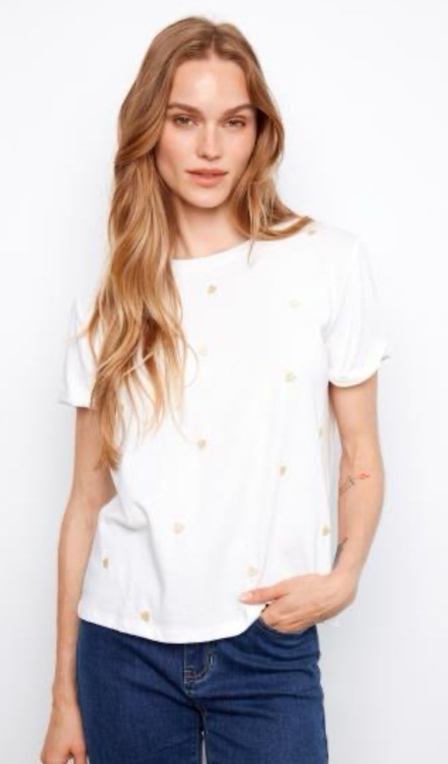 Embroidered T-Shirt W/Rolled Cuff