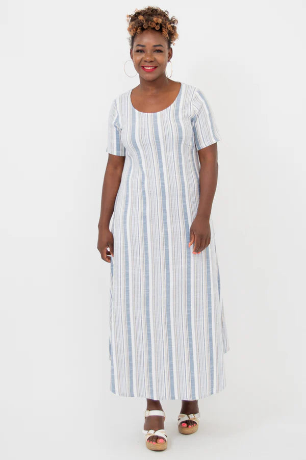 Martha Sand Stripe Linen Dress