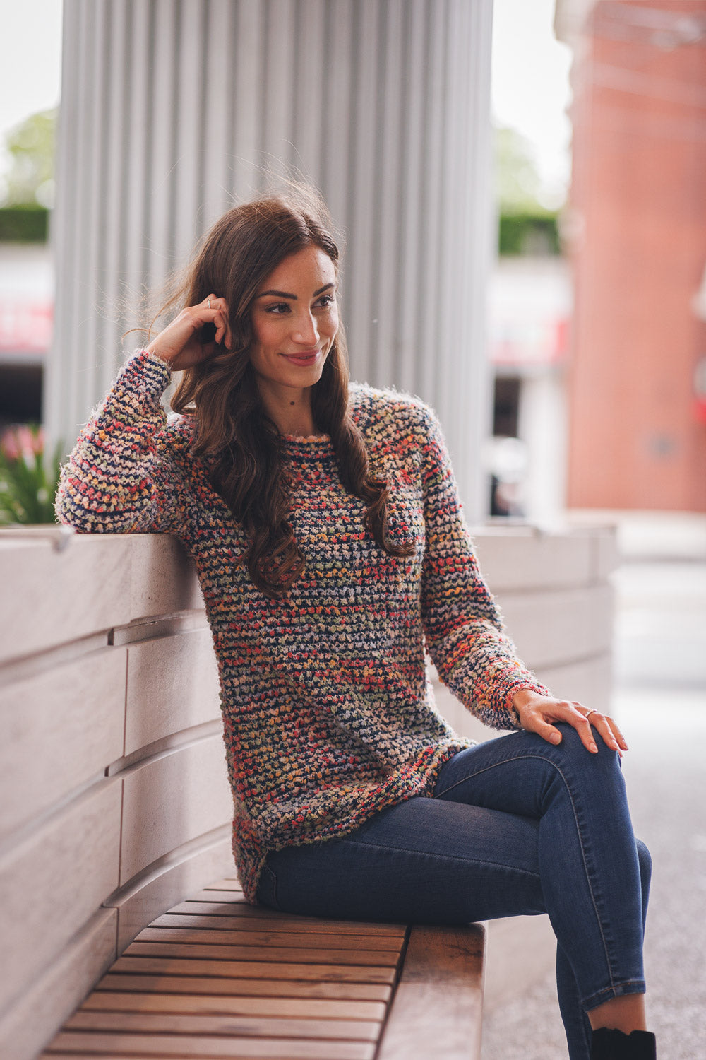 Multicoloured Popcorn Knit Sweater