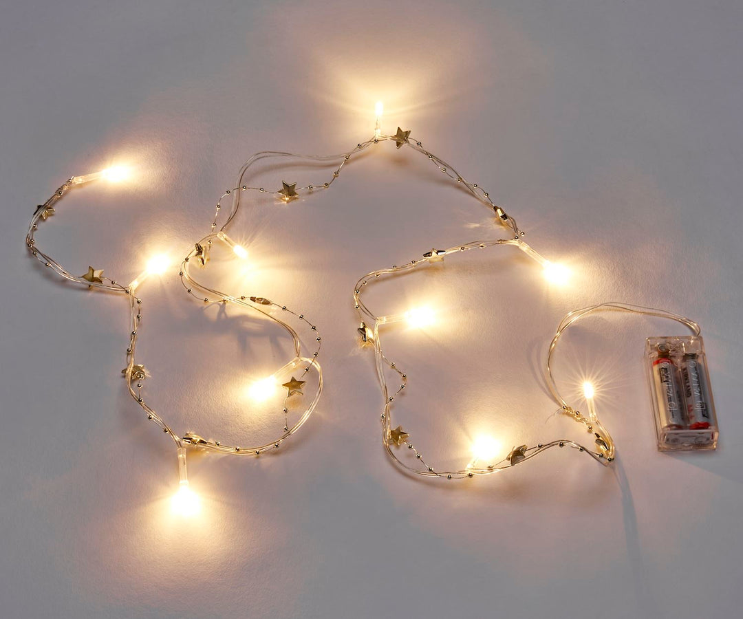 LED Gold Star String Lights