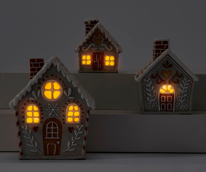 Set Of 3 LED Christmas Houses