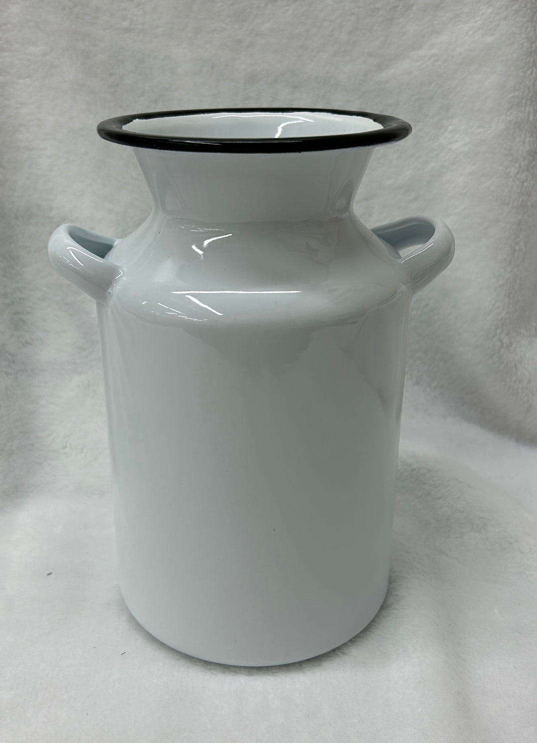 Black Rim Enamelware Milk Can