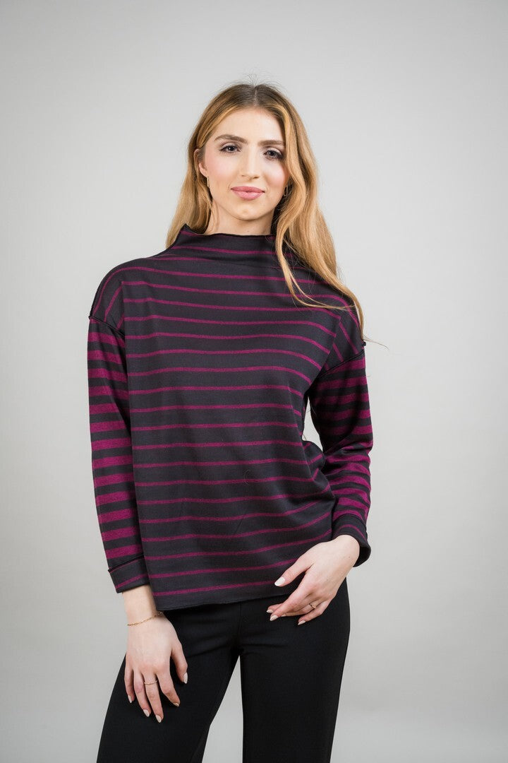 Reversible Block Plaid Mock Neck Sweater