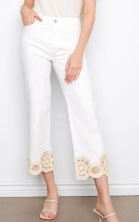Denim Flare Leg W/Lace Hem