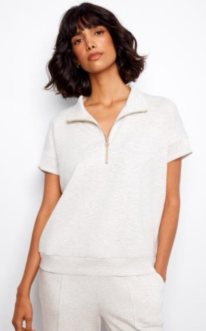 Short Sleeve Half Zip Top W/Collar