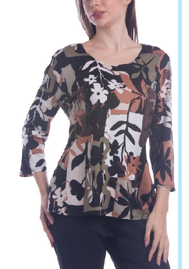 3/4 Length Sleeve Patterned Blouse