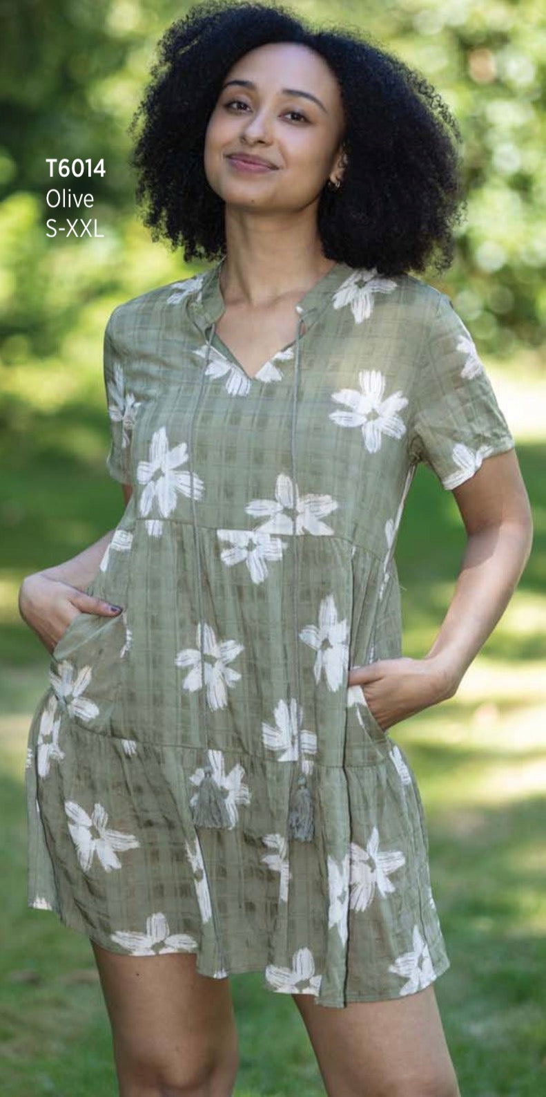 Tshirt Flower Pattern Dress W/Pockets