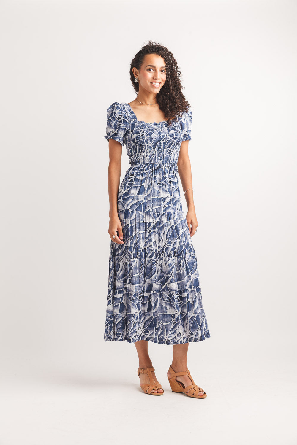 Floral Smocked Puff Sleeve Dress