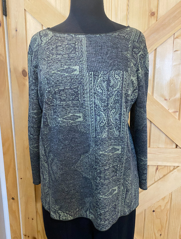Reversible Taupe/Olive Abstract Long Sleeve