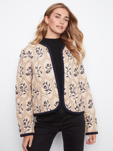 Embroidered Quilted Jacket W/Edge Binding