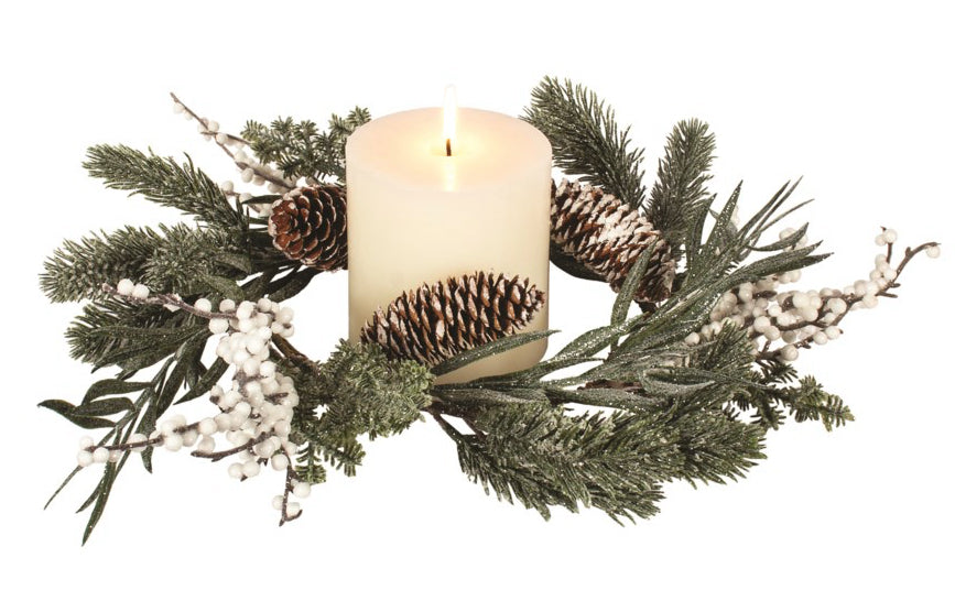 Mixed Berry & Pinecone 15” Candle Ring