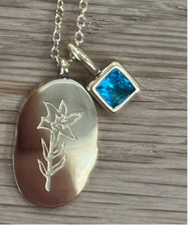 Gold Birth Flower Necklace W/Charm