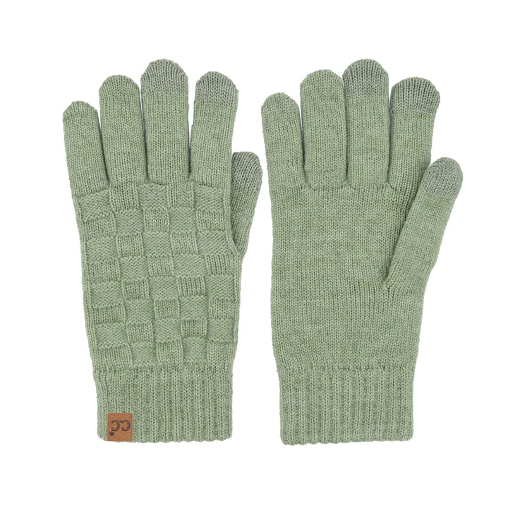 CC. Woven Checkered Textured Gloves