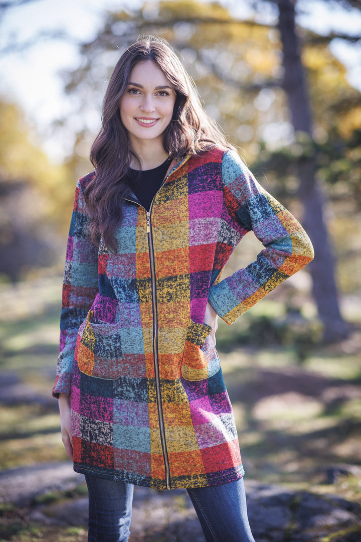 Knitted Multicolor Plaid Jacket