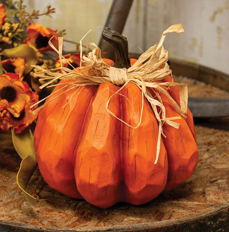 Orange Carved Resin Pumpkin